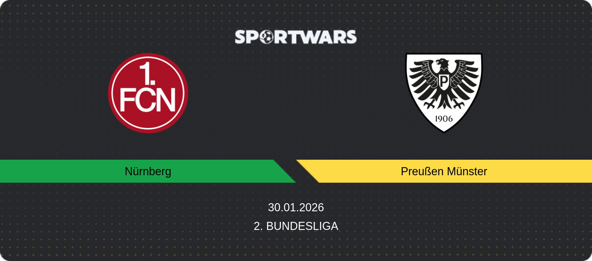 Match prediction Nürnberg — Preußen Münster, 2. Bundesliga, 30.01.2026