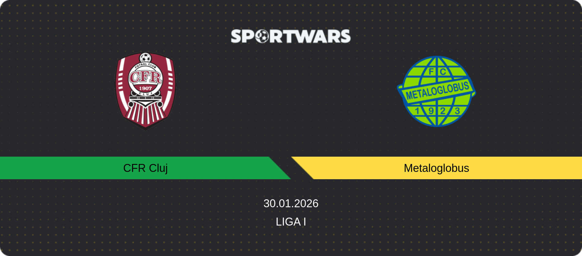 Match prediction CFR Cluj — Metaloglobus, Liga I, 30.01.2026