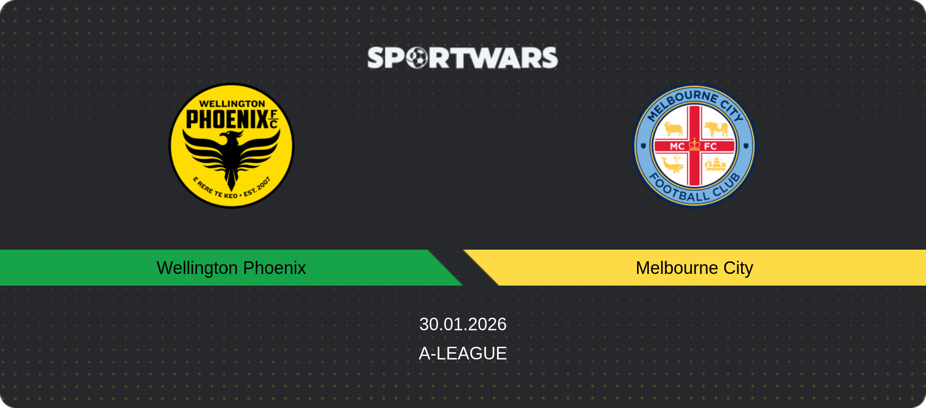 Match prediction Wellington Phoenix — Melbourne City, A-League, 30.01.2026