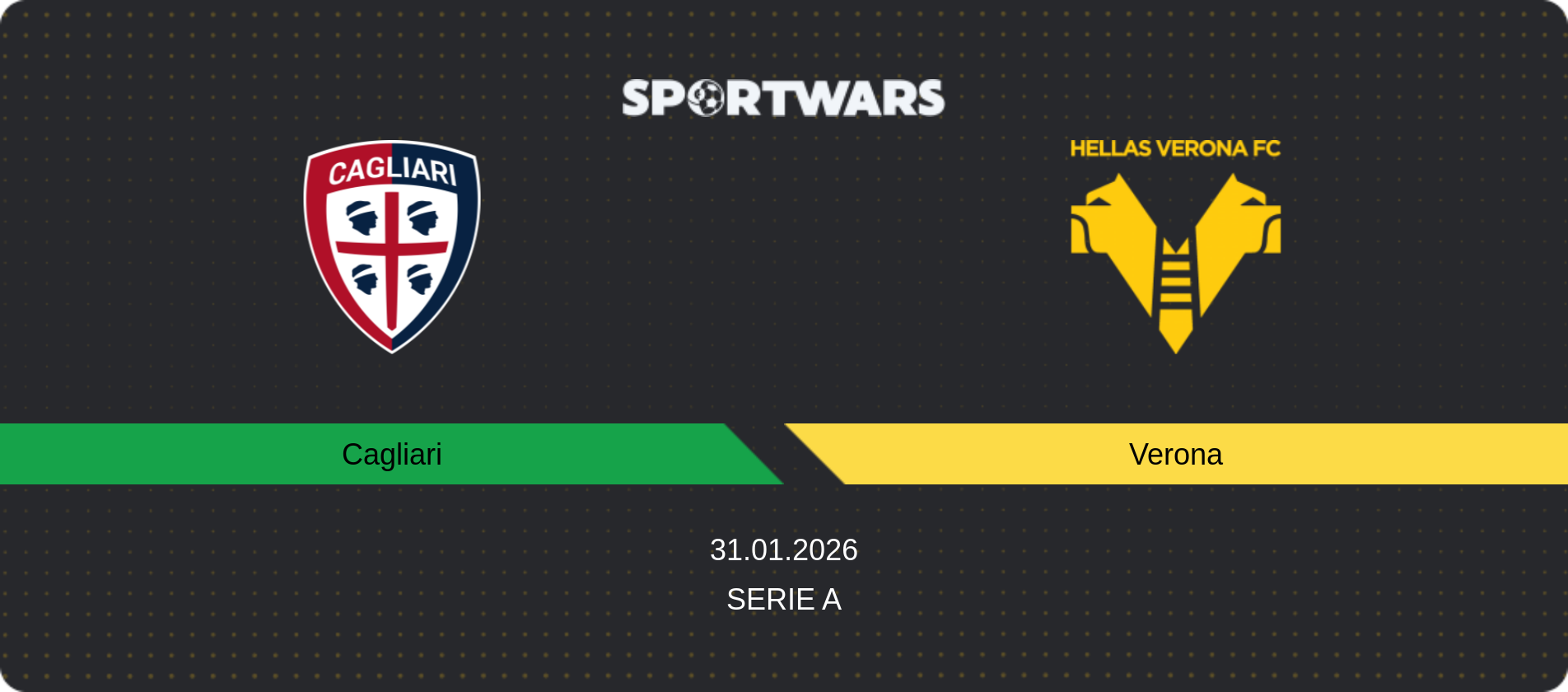 Match prediction Cagliari — Verona, Serie A, 31.01.2026