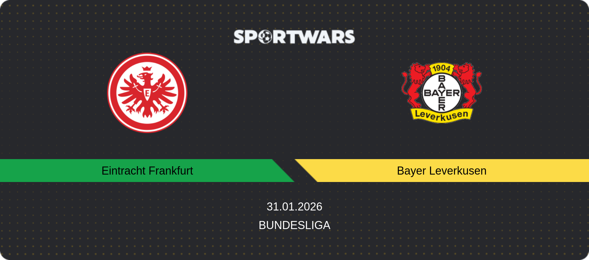 Match prediction Eintracht Frankfurt — Bayer Leverkusen, Bundesliga, 31.01.2026