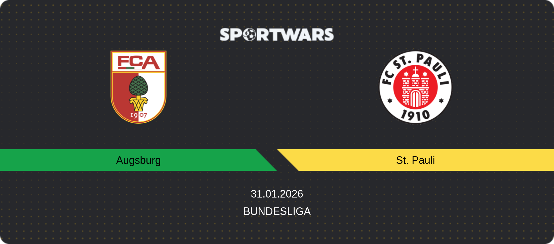 Match prediction Augsburg — St. Pauli, Bundesliga, 31.01.2026