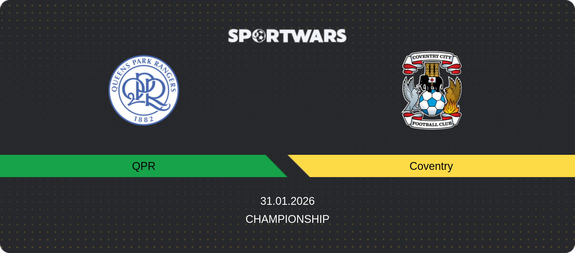 Match prediction QPR — Coventry, Championship, 31.01.2026