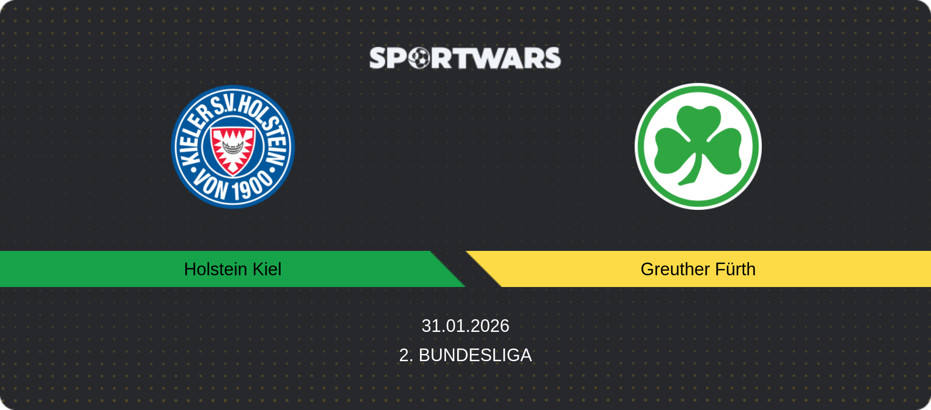 Match prediction Holstein Kiel — Greuther Fürth, 2. Bundesliga, 31.01.2026