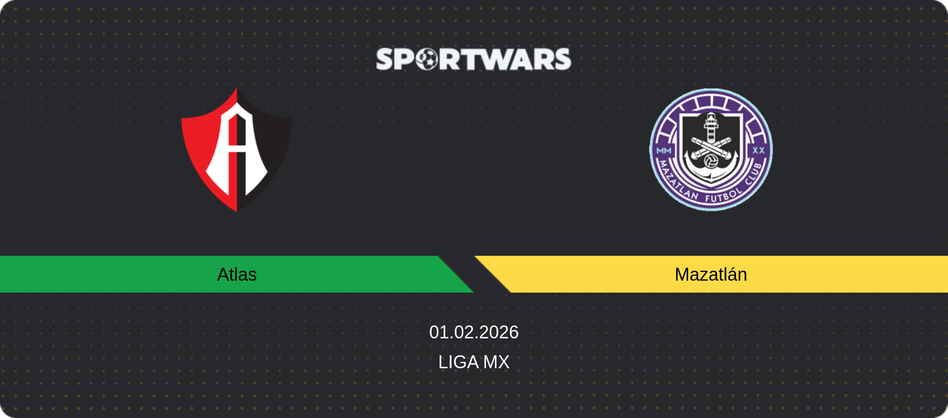 Match prediction Atlas — Mazatlán, Liga MX, 01.02.2026
