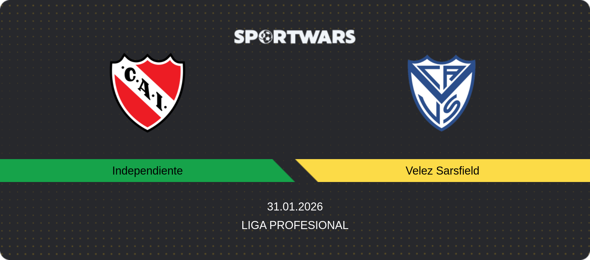 Match prediction Independiente — Velez Sarsfield, Liga Profesional, 31.01.2026