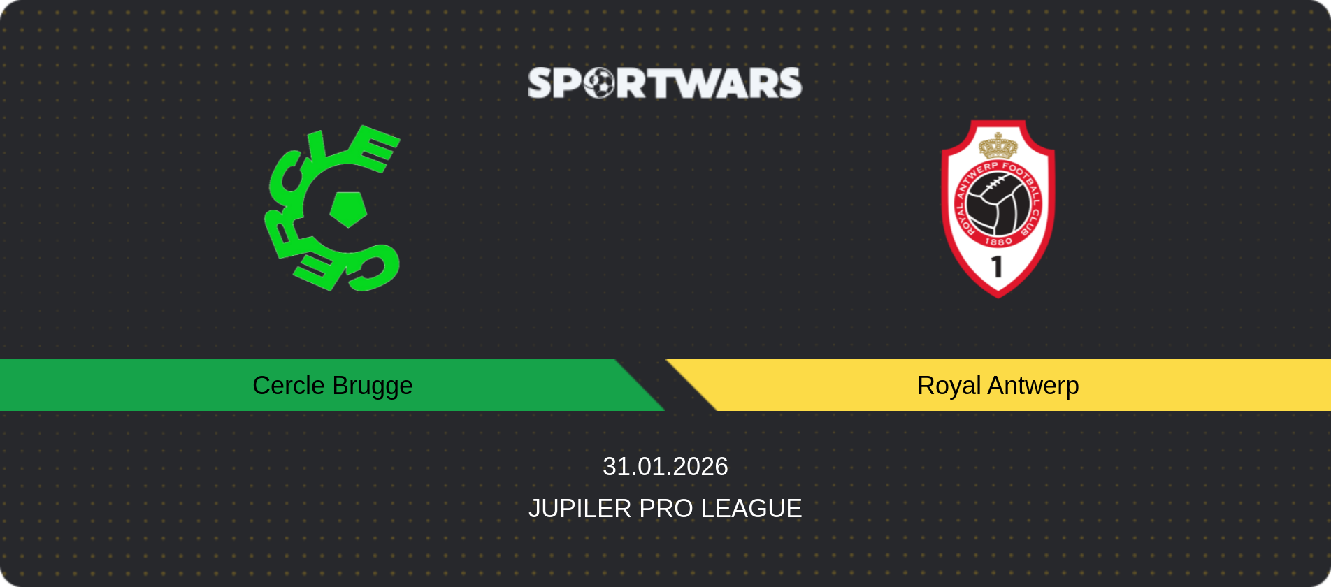 Match prediction Cercle Brugge — Royal Antwerp, Jupiler Pro League, 31.01.2026