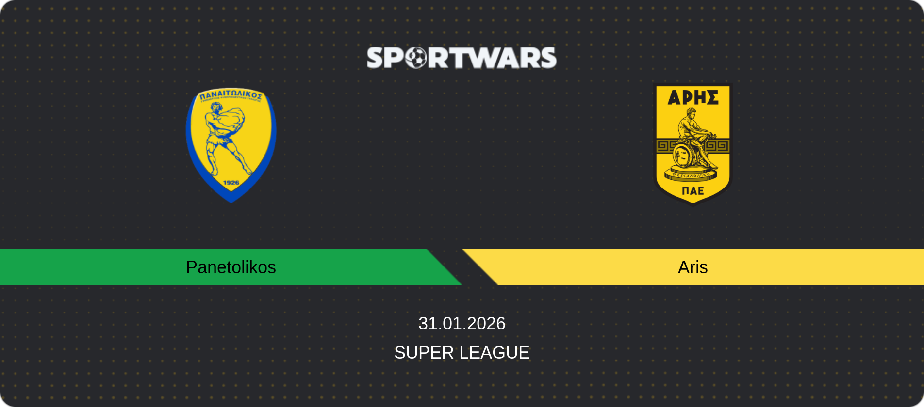Match prediction Panetolikos — Aris, Super League, 31.01.2026
