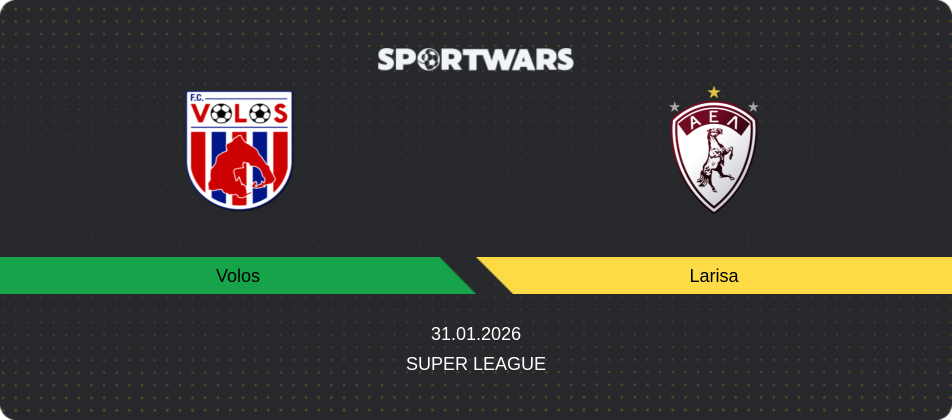 Match prediction Volos — Larisa, Super League, 31.01.2026