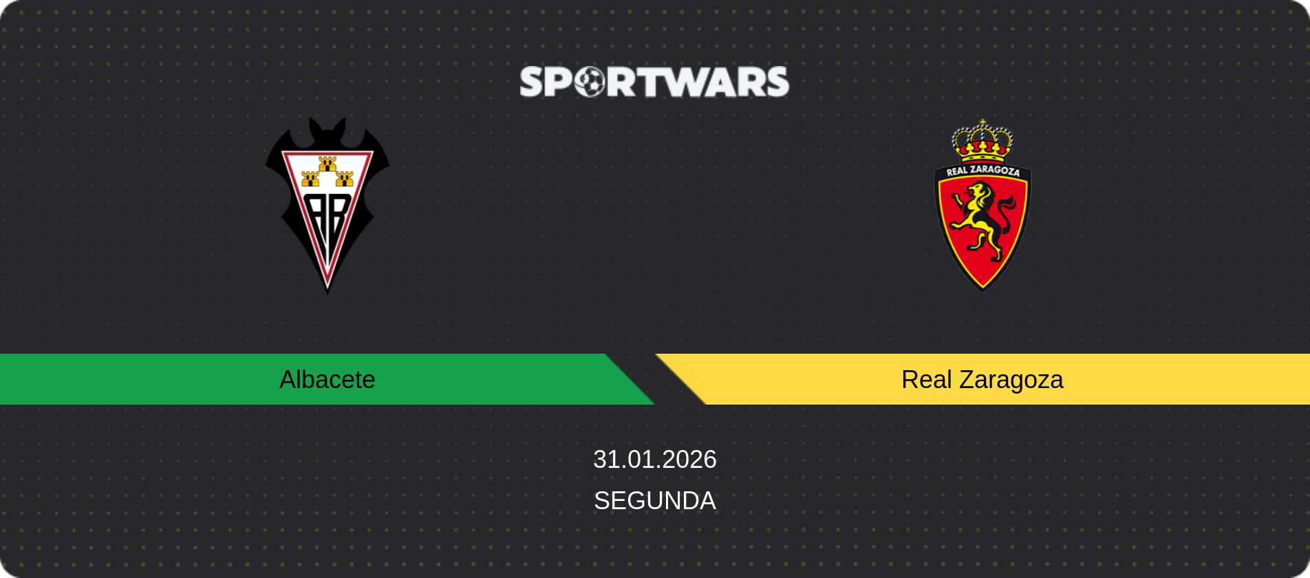 Match prediction Albacete — Real Zaragoza, Segunda, 31.01.2026
