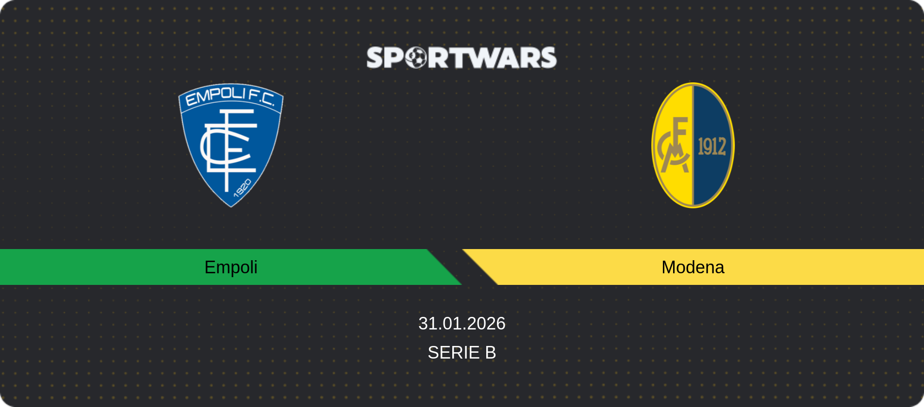 Match prediction Empoli — Modena, Serie B, 31.01.2026