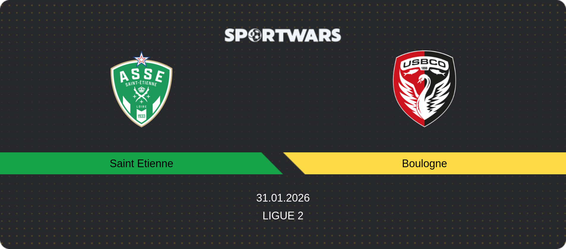 Match prediction Saint Etienne — Boulogne, Ligue 2, 31.01.2026