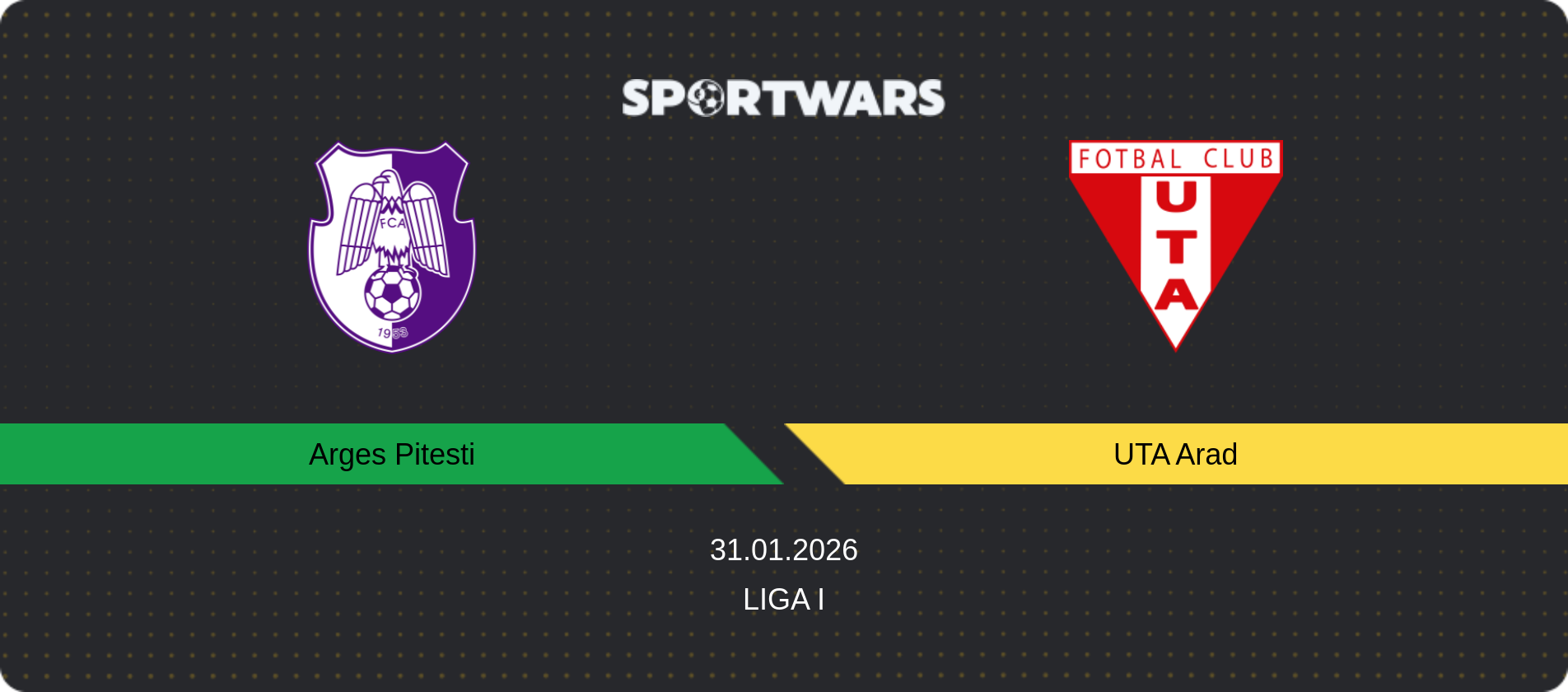 Match prediction Arges Pitesti — UTA Arad, Liga I, 31.01.2026