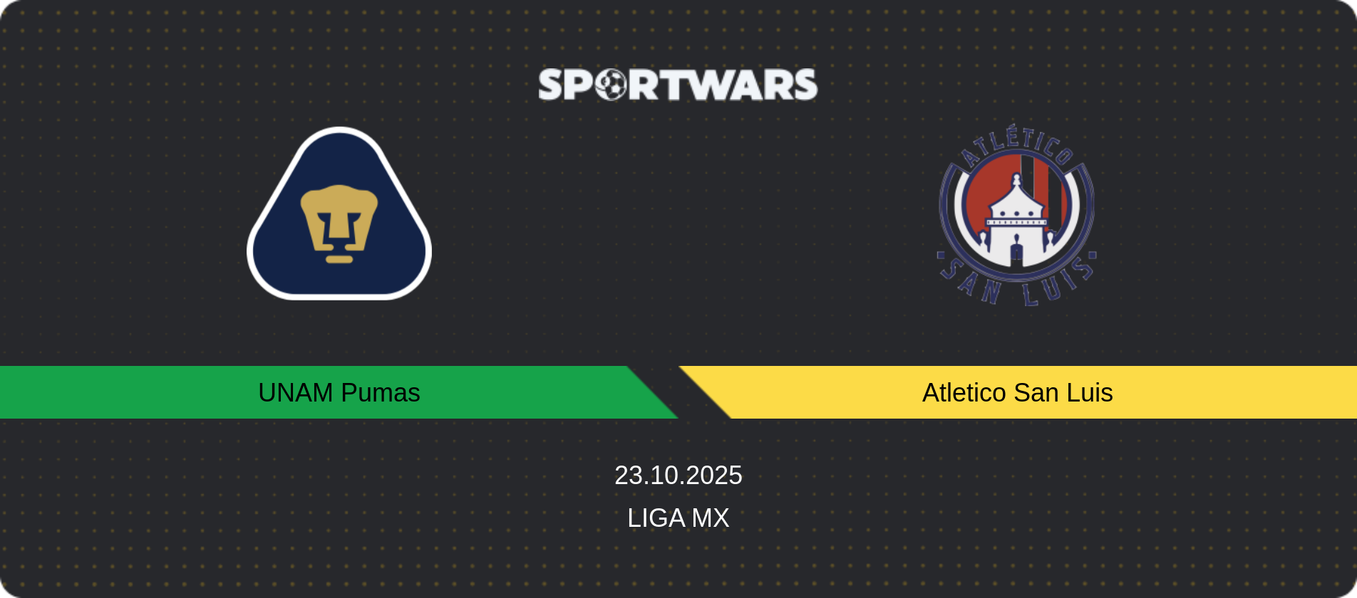 Match prediction UNAM Pumas — Atletico San Luis, Liga MX, 23.10.2025