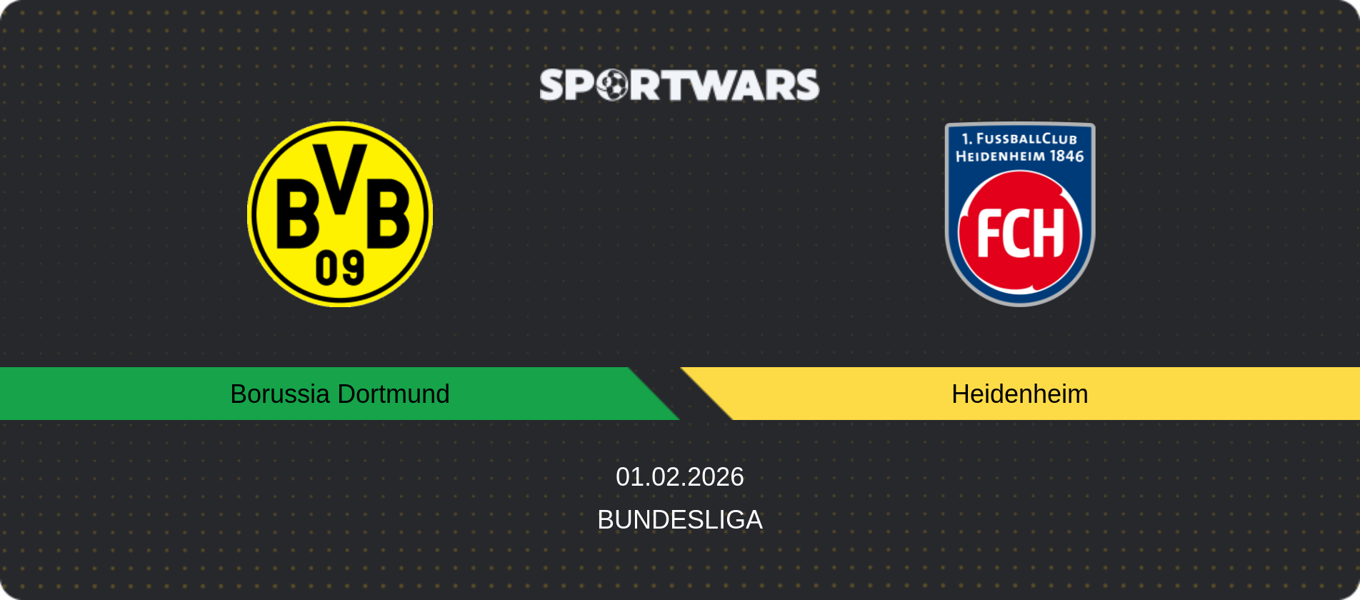 Match prediction Borussia Dortmund — Heidenheim, Bundesliga, 01.02.2026