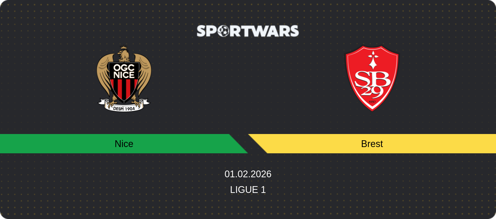 Match prediction Nice — Brest, Ligue 1, 01.02.2026