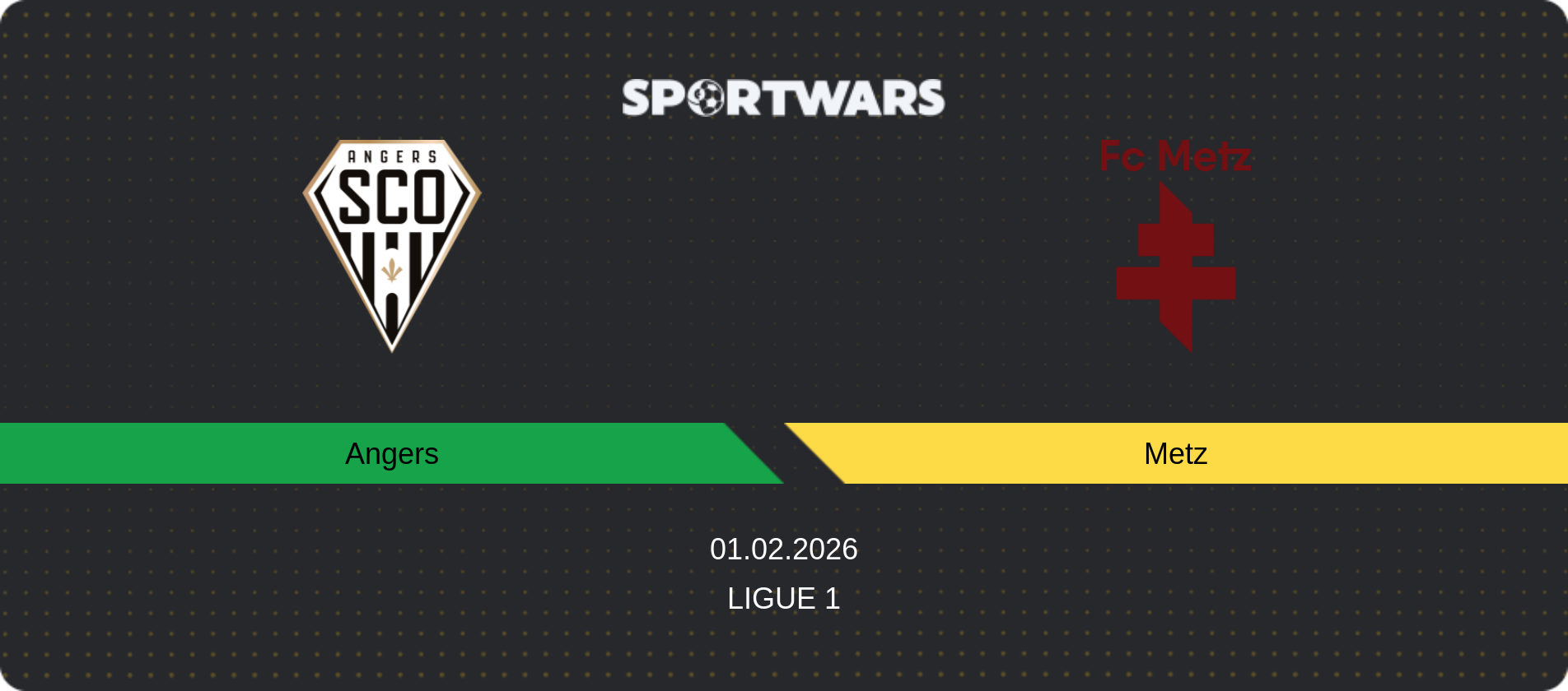 Match prediction Angers — Metz, Ligue 1, 01.02.2026