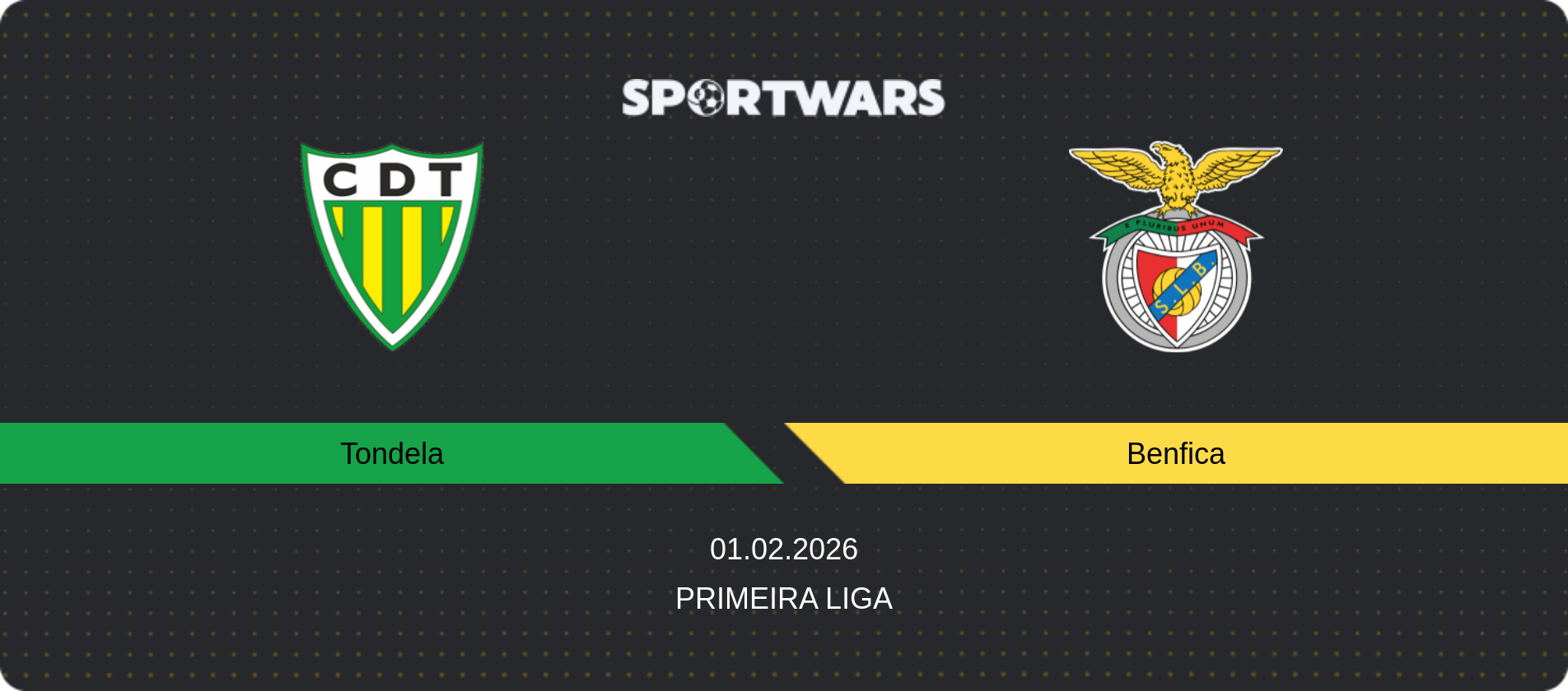 Match prediction Tondela — Benfica, Primeira Liga, 01.02.2026