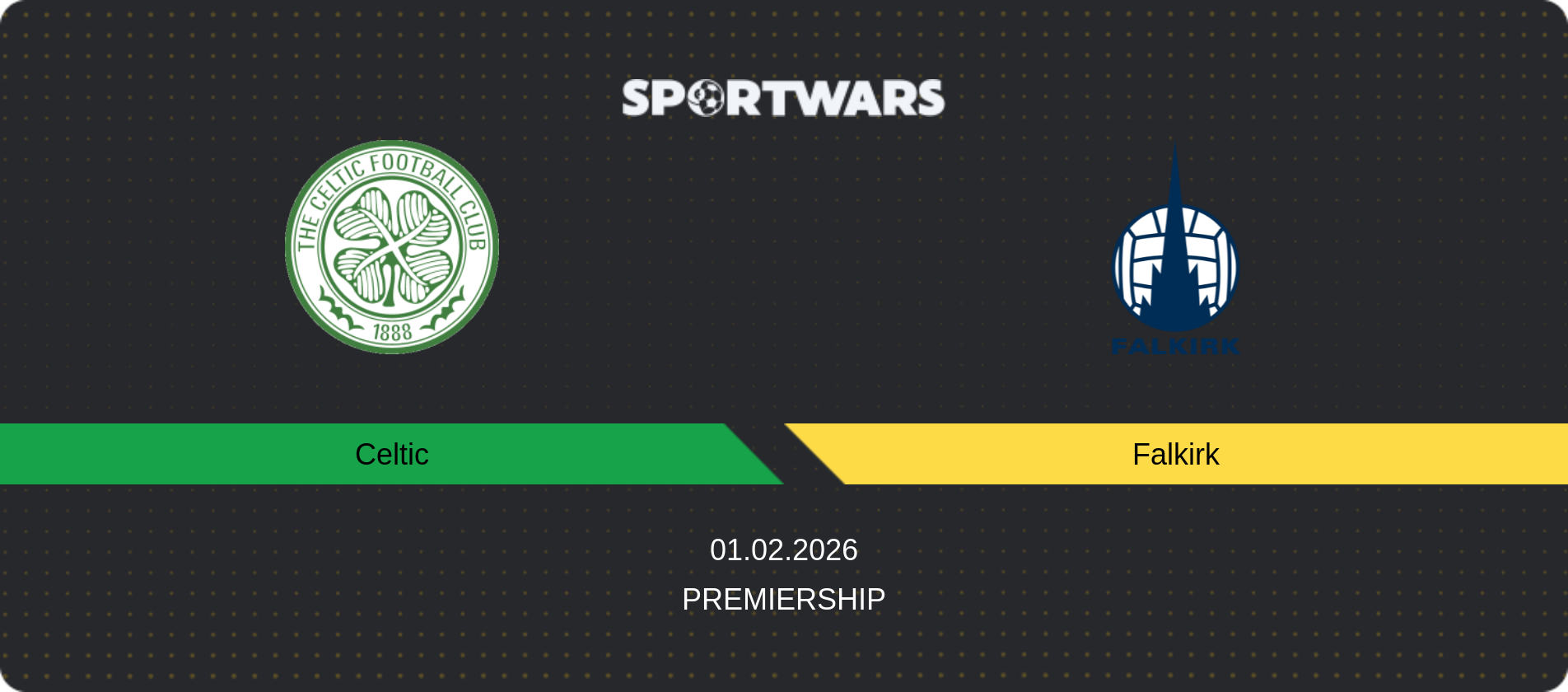 Match prediction Celtic — Falkirk, Premiership, 01.02.2026