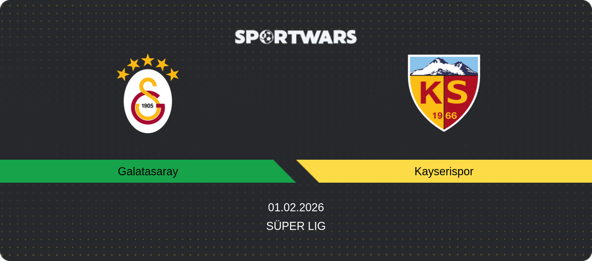 Match prediction Galatasaray — Kayserispor, Süper Lig, 01.02.2026