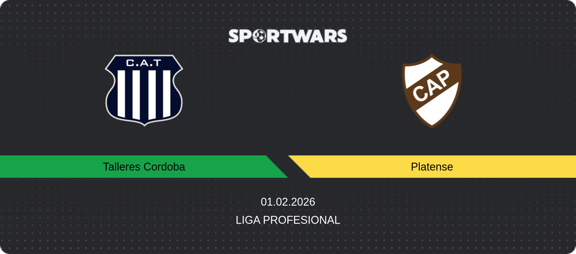 Match prediction Talleres Cordoba — Platense, Liga Profesional, 01.02.2026