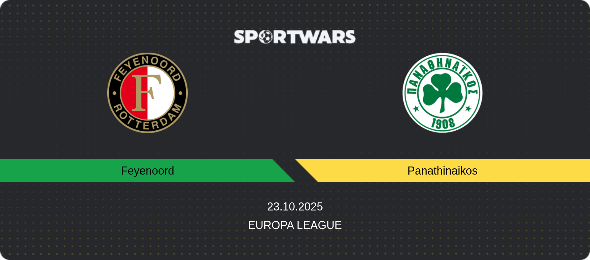 Match prediction Feyenoord — Panathinaikos, Europa League, 23.10.2025