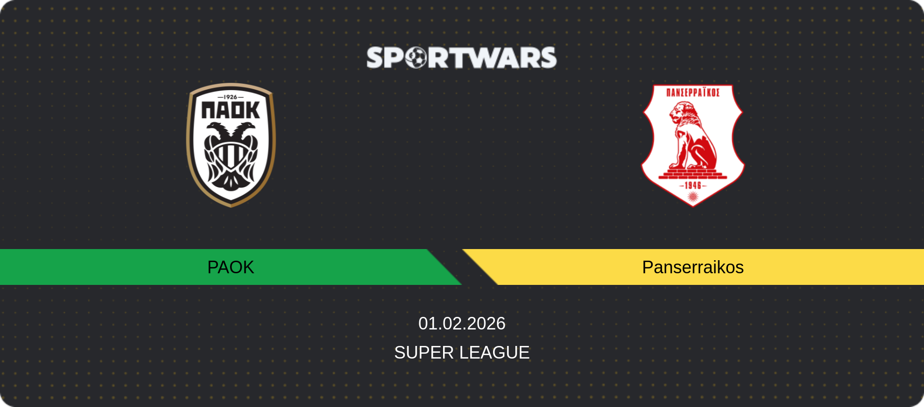 Match prediction PAOK — Panserraikos, Super League, 01.02.2026