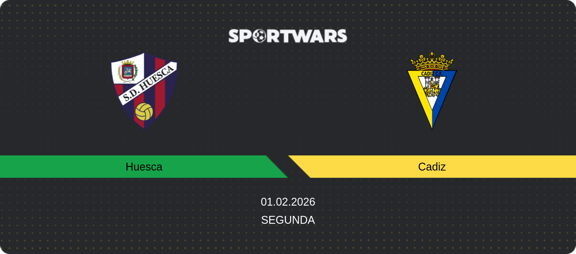 Match prediction Huesca — Cadiz, Segunda, 01.02.2026