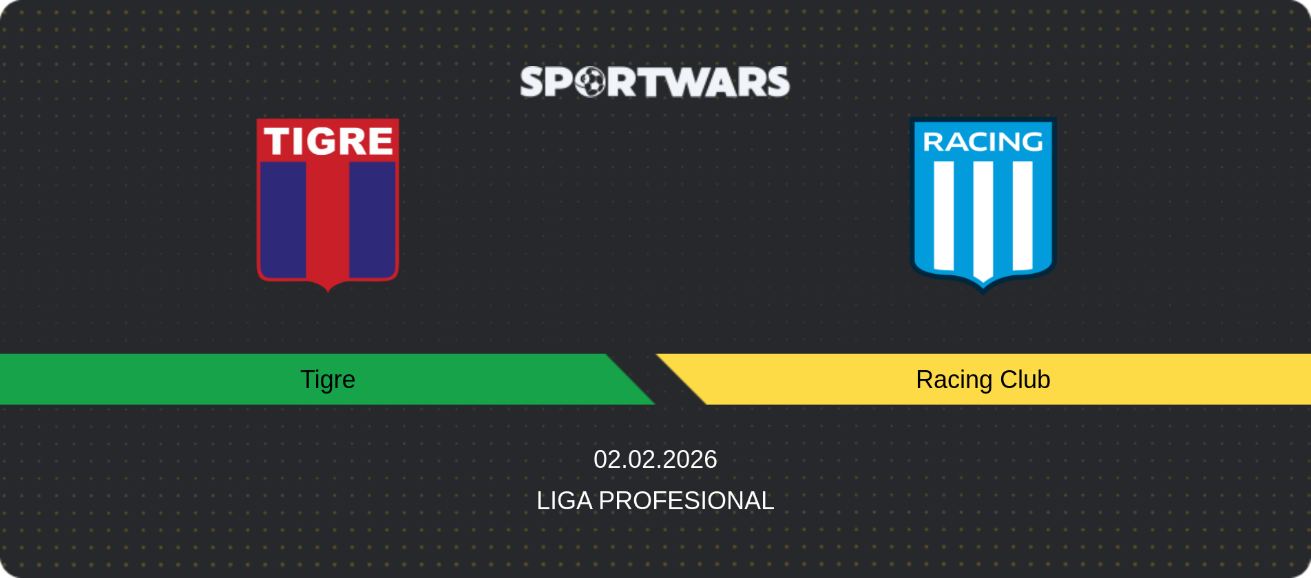 Match prediction Tigre — Racing Club, Liga Profesional, 02.02.2026