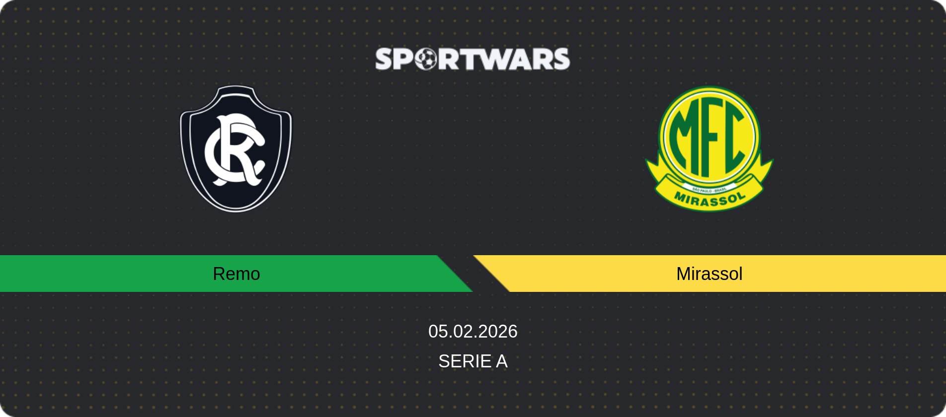 Match prediction Remo — Mirassol, Serie A, 05.02.2026