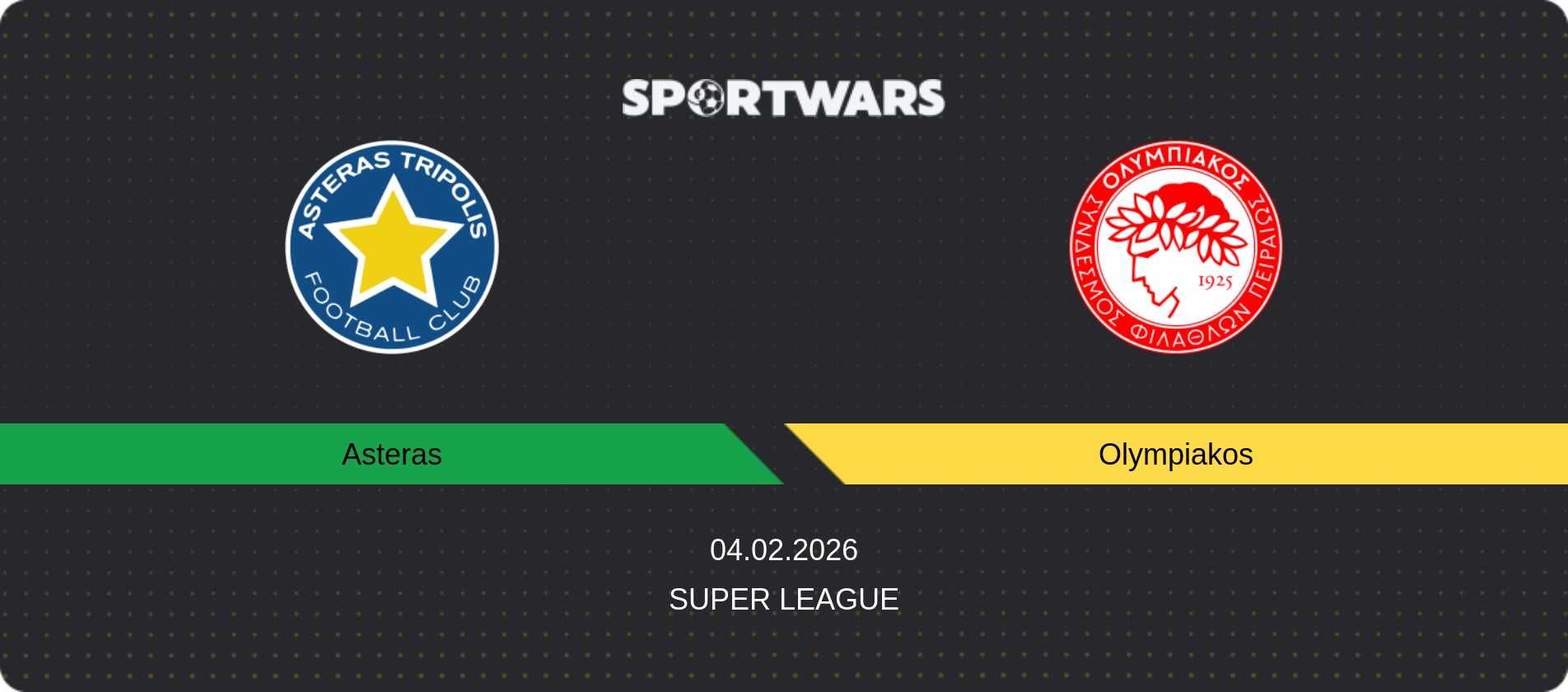 Match prediction Asteras — Olympiakos, Super League, 04.02.2026