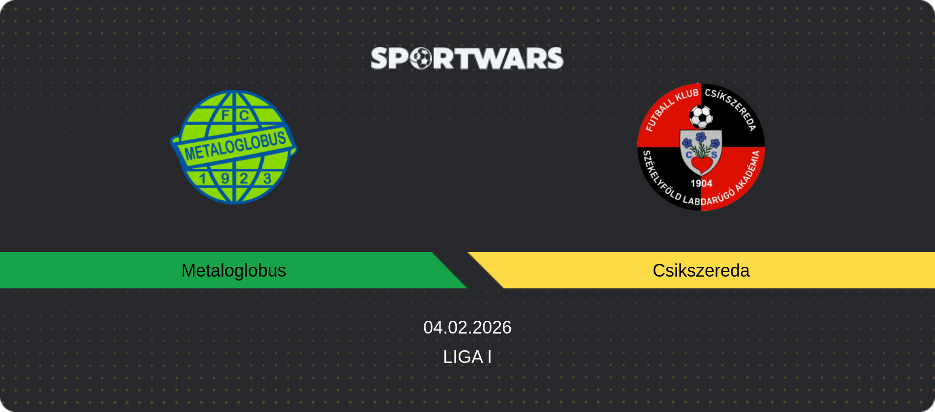 Match prediction Metaloglobus — Csikszereda, Liga I, 04.02.2026