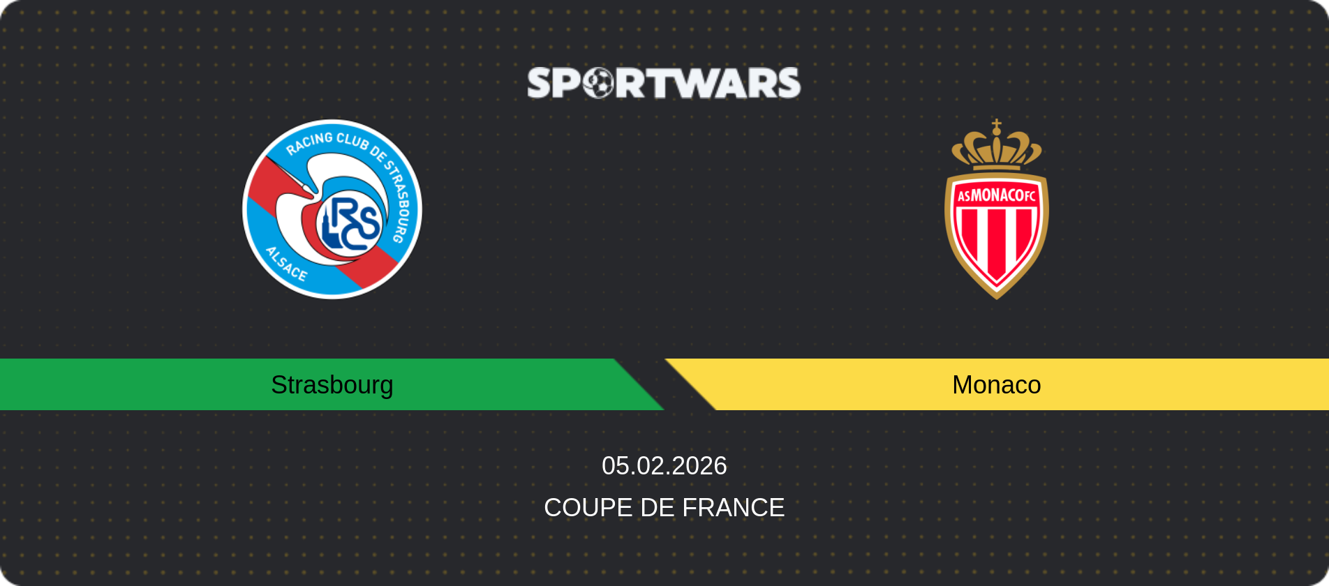 Match prediction Strasbourg — Monaco, Coupe de France, 05.02.2026