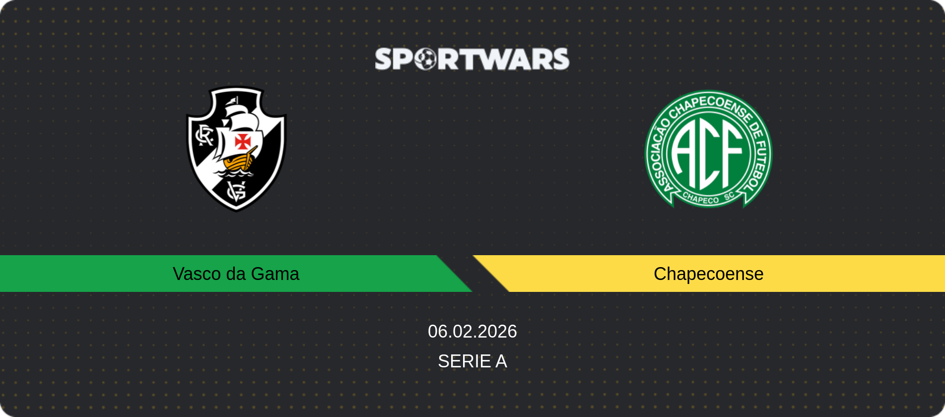 Match prediction Vasco da Gama — Chapecoense, Serie A, 06.02.2026