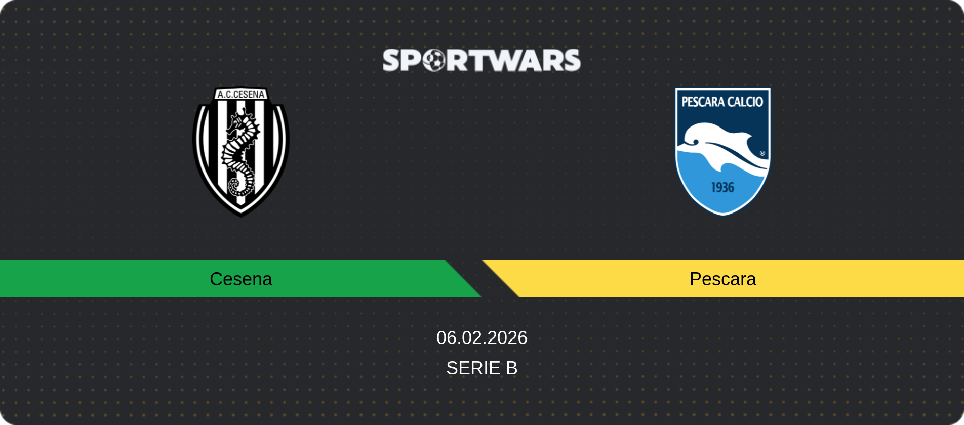 Match prediction Cesena — Pescara, Serie B, 06.02.2026