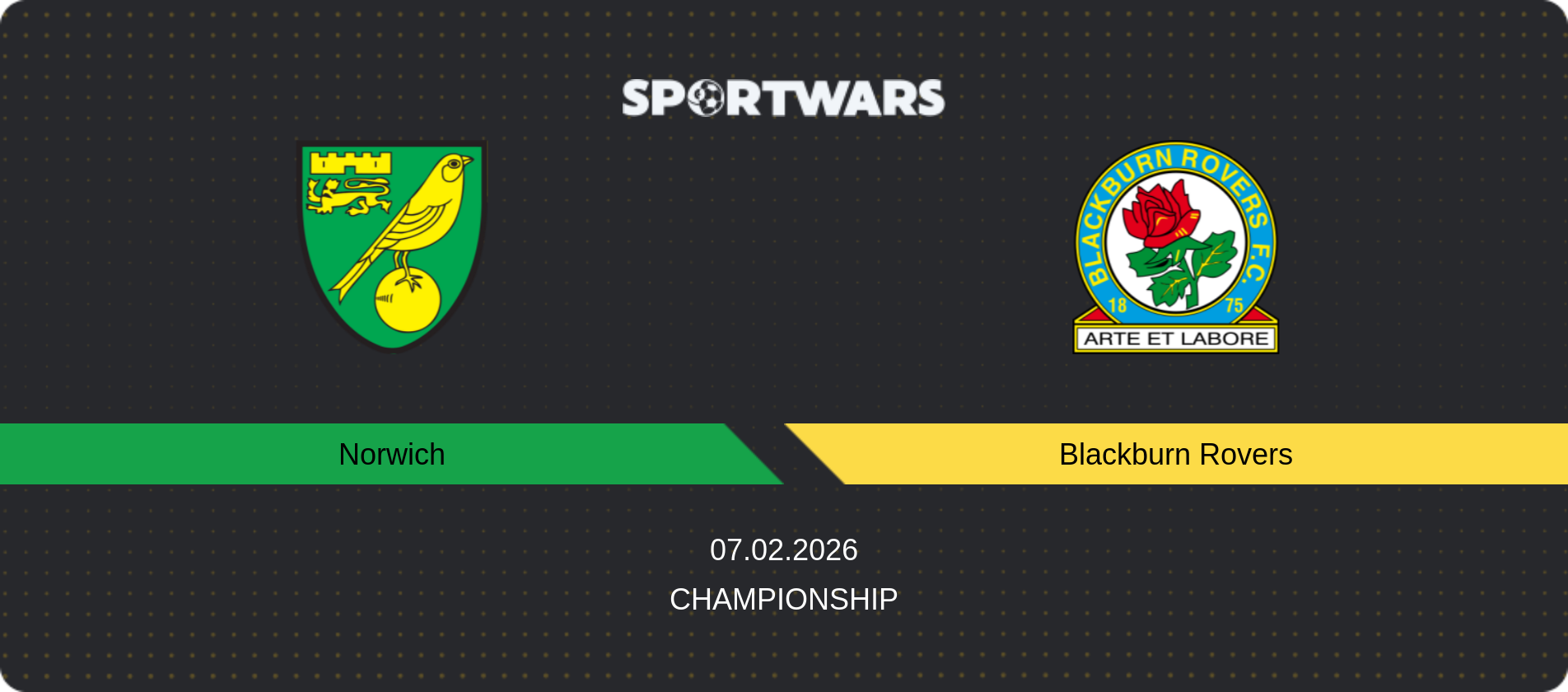 Match prediction Norwich — Blackburn Rovers, Championship, 07.02.2026