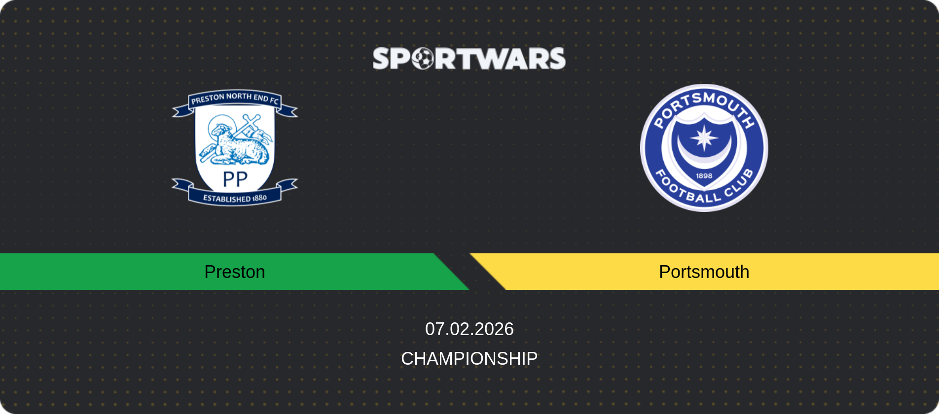 Match prediction Preston — Portsmouth, Championship, 07.02.2026