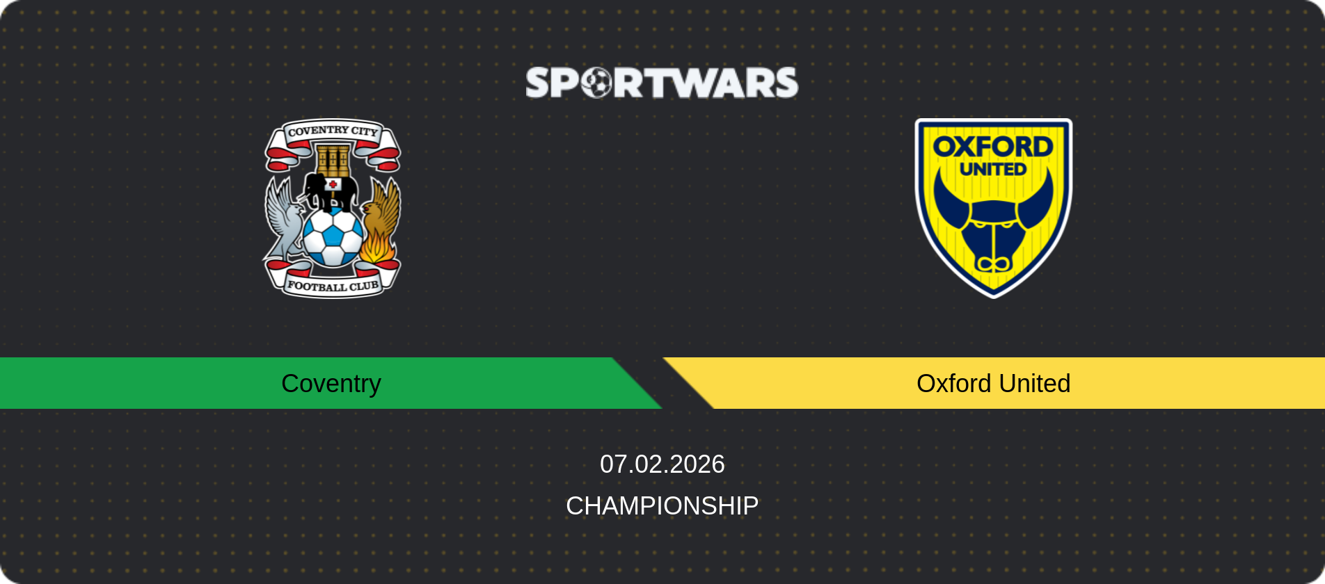 Match prediction Coventry — Oxford United, Championship, 07.02.2026