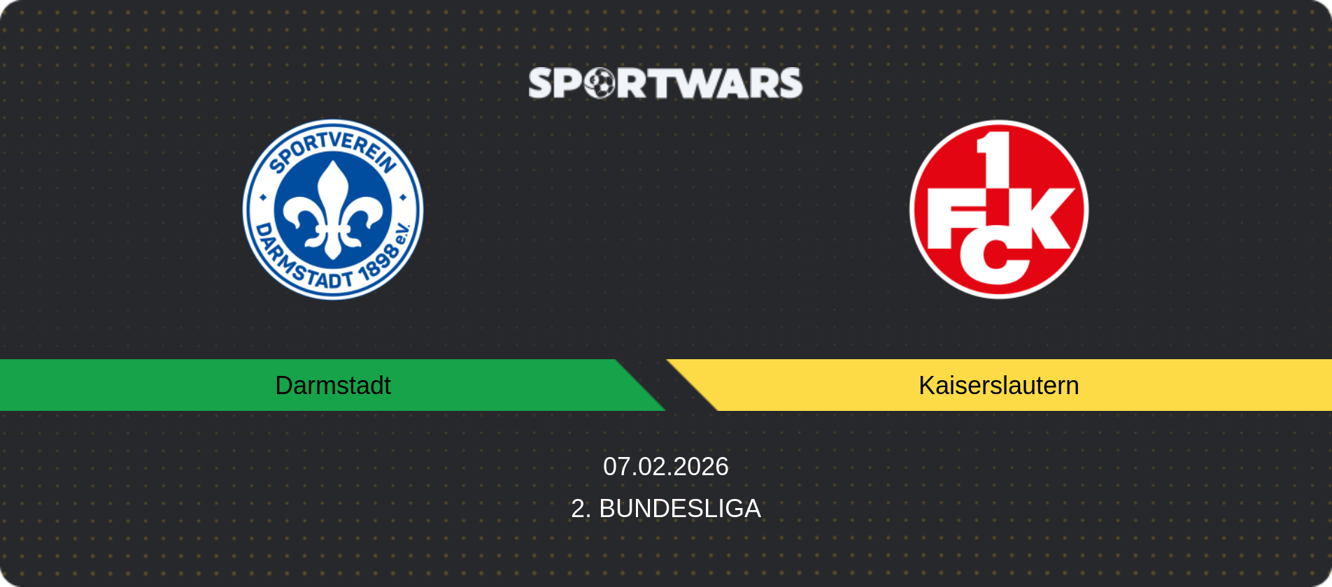Match prediction Darmstadt — Kaiserslautern, 2. Bundesliga, 07.02.2026