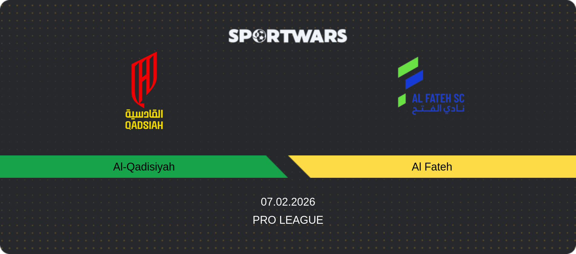 Match prediction Al-Qadisiyah — Al Fateh, Pro League, 07.02.2026