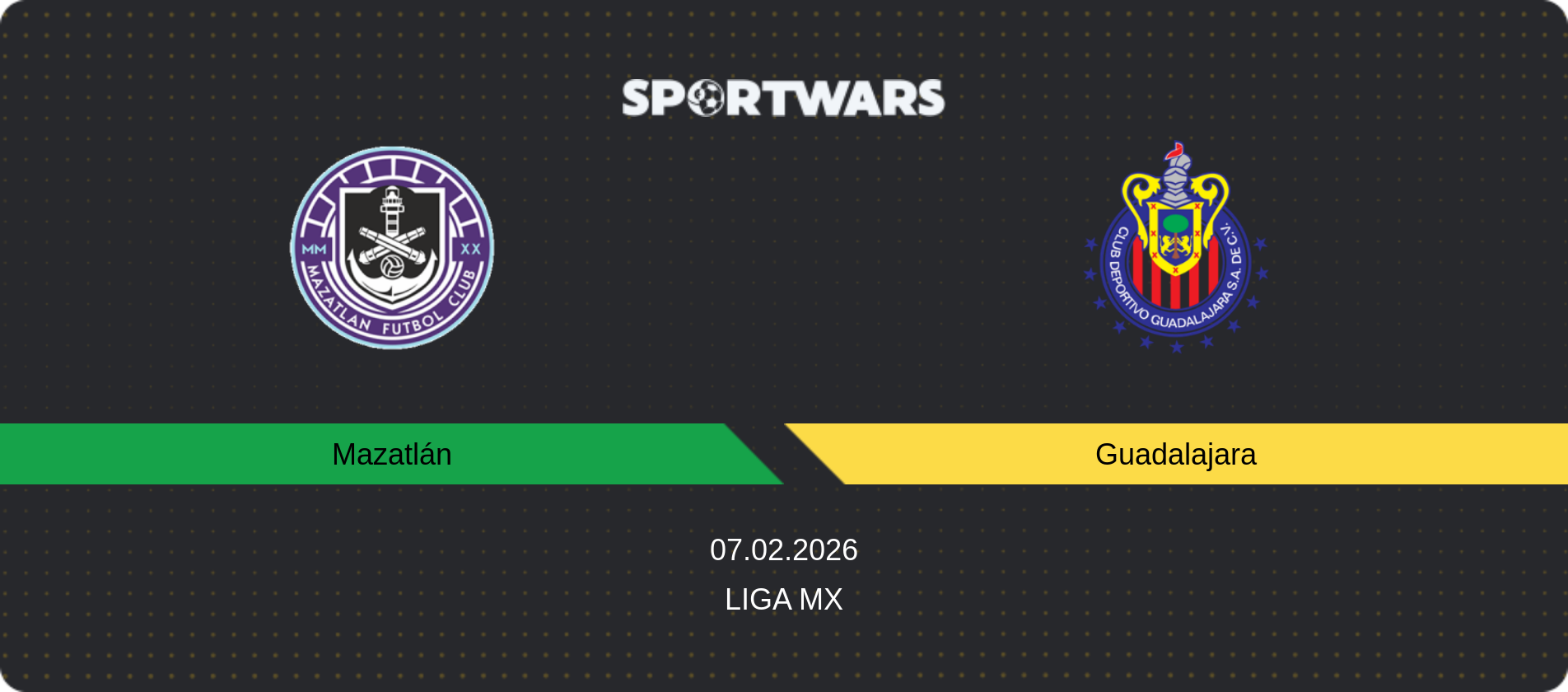 Match prediction Mazatlán — Guadalajara, Liga MX, 07.02.2026