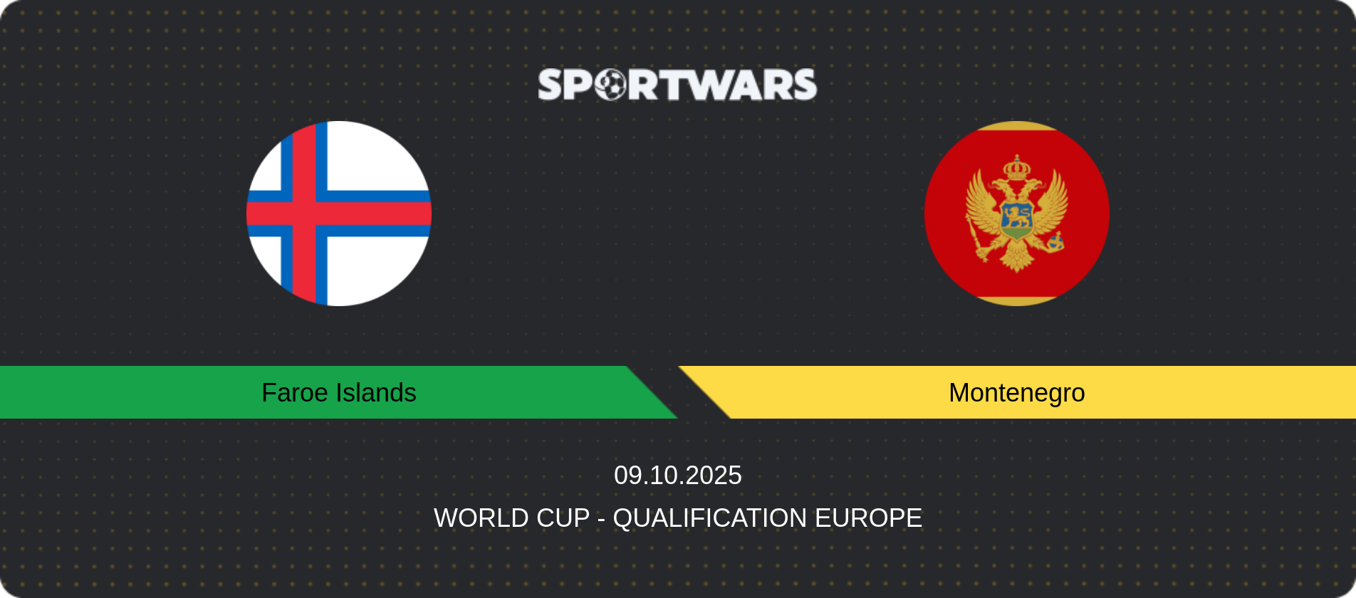 Match prediction Faroe Islands — Montenegro, World Cup - Qualification Europe, 09.10.2025