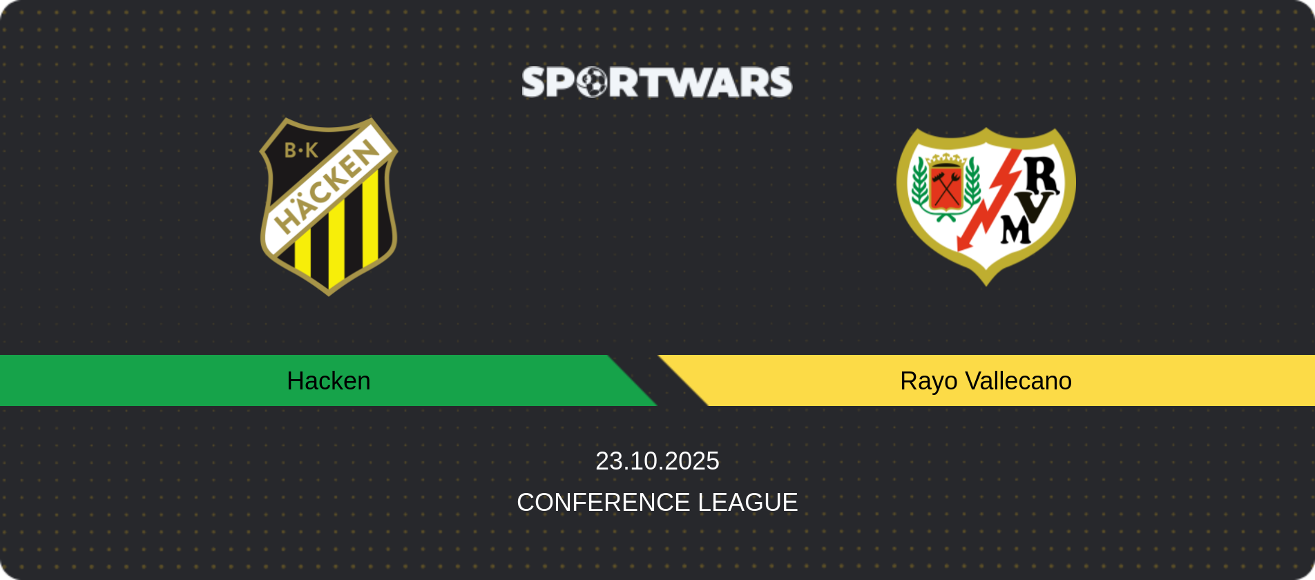 Match prediction Hacken — Rayo Vallecano, Conference League, 23.10.2025