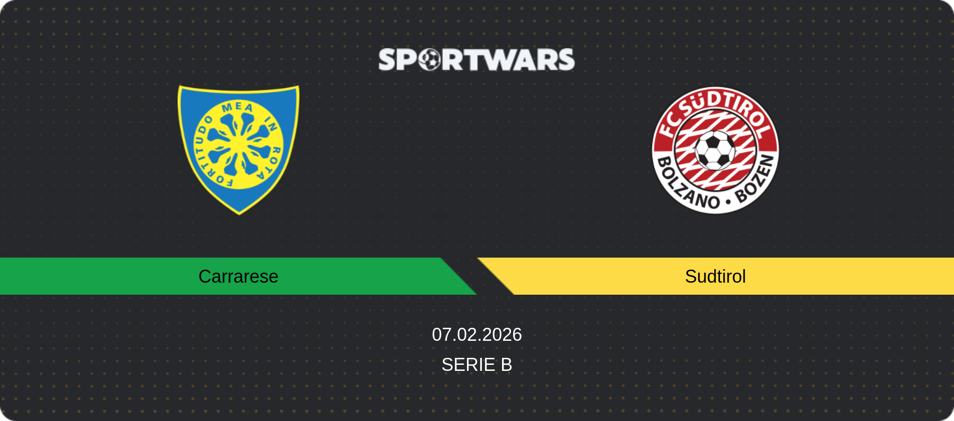 Match prediction Carrarese — Sudtirol, Serie B, 07.02.2026