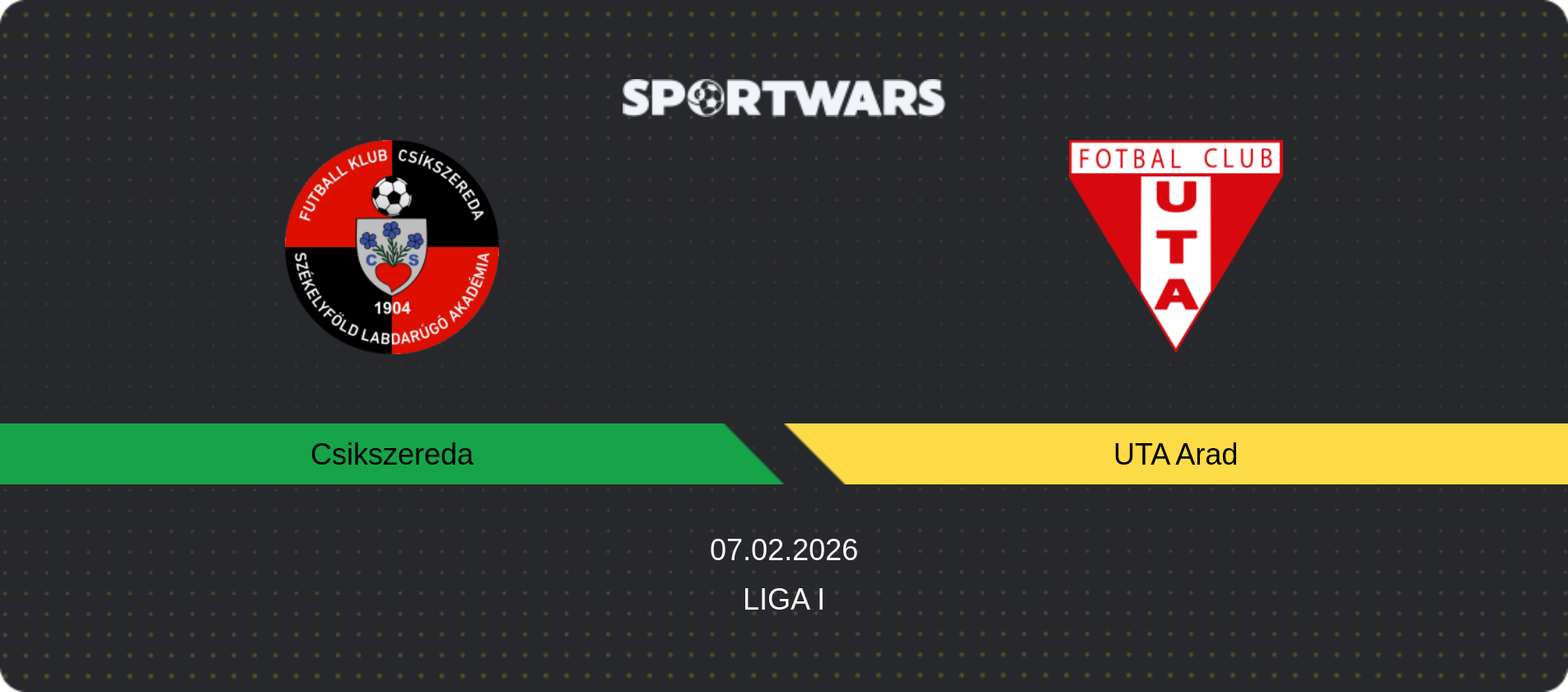 Match prediction Csikszereda — UTA Arad, Liga I, 07.02.2026