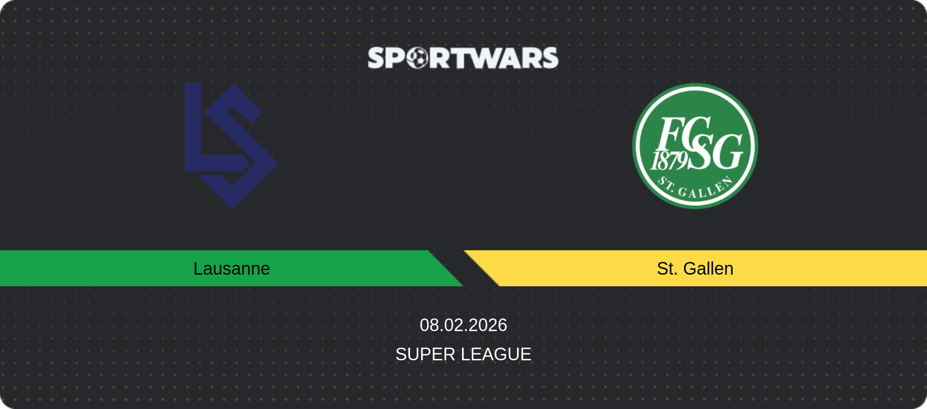 Match prediction Lausanne — St. Gallen, Super League, 08.02.2026