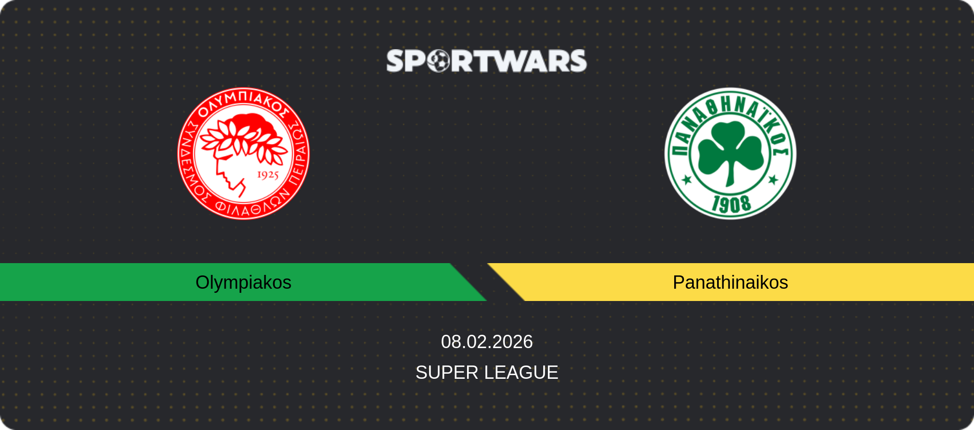 Match prediction Olympiakos — Panathinaikos, Super League, 08.02.2026