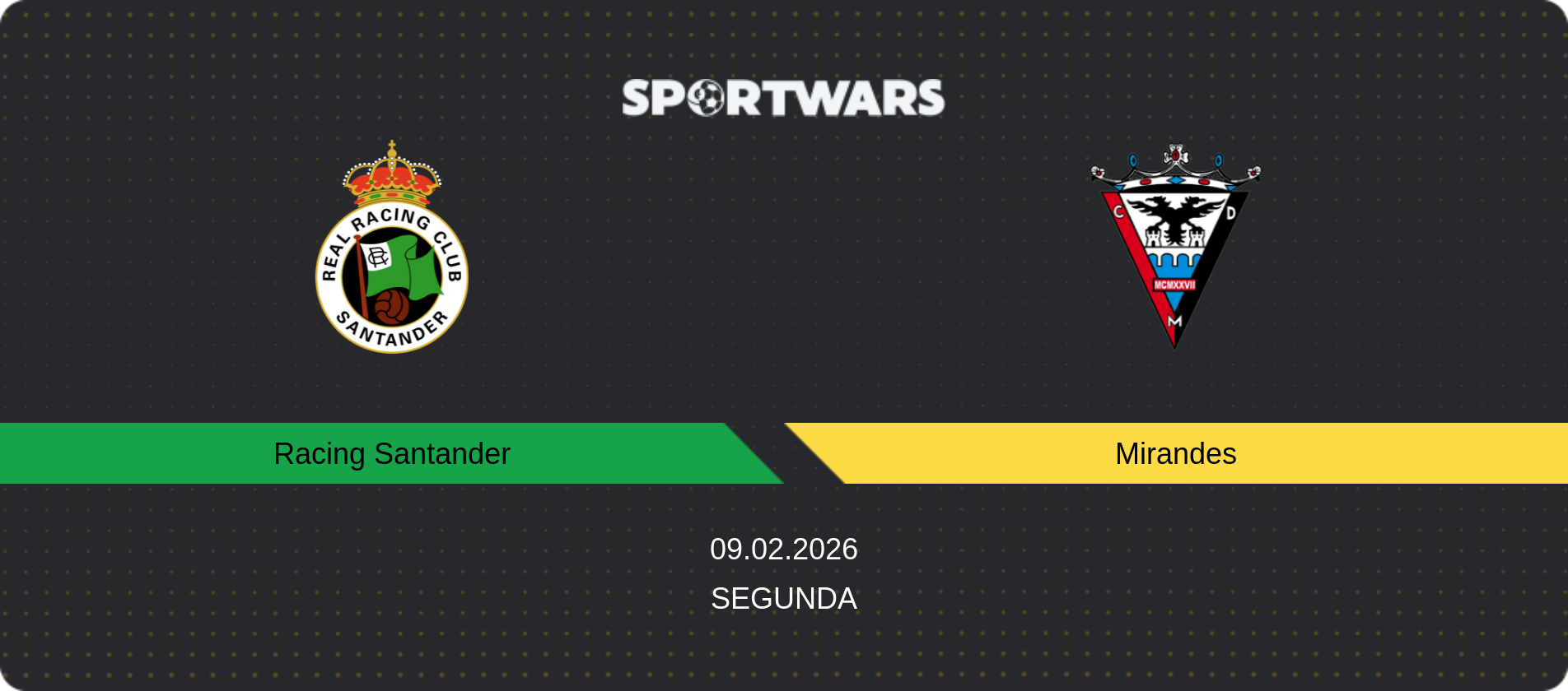 Match prediction Racing Santander — Mirandes, Segunda, 09.02.2026