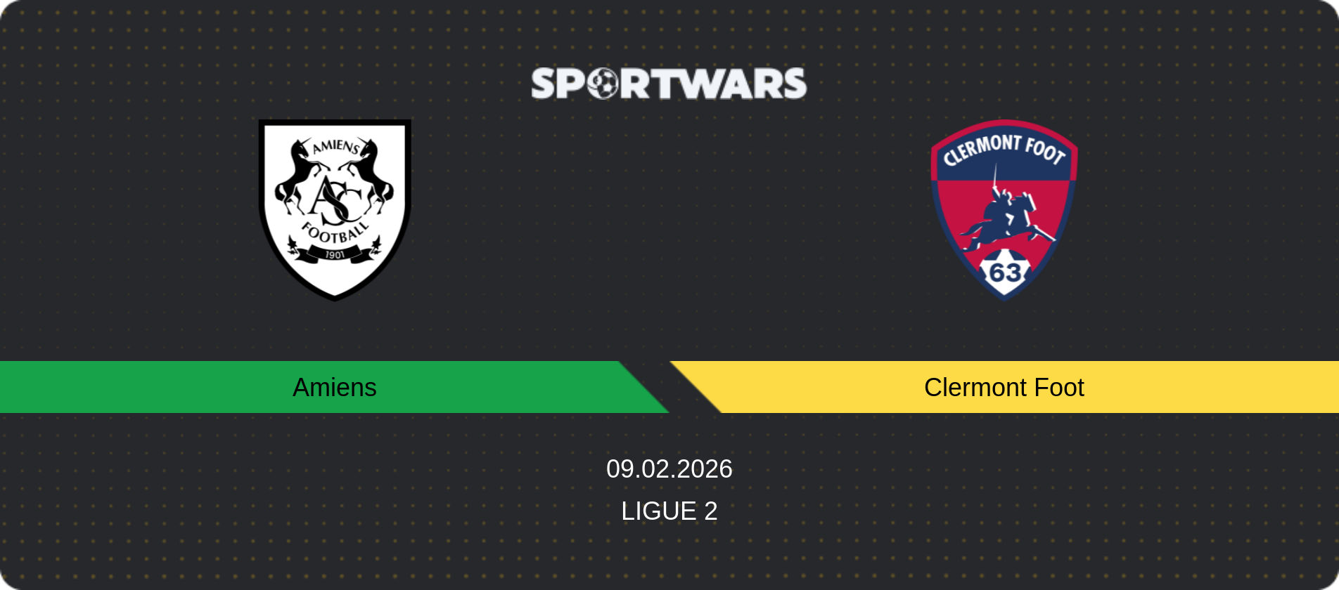 Match prediction Amiens — Clermont Foot, Ligue 2, 09.02.2026