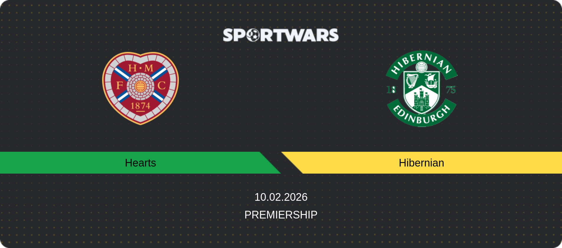 Match prediction Hearts — Hibernian, Premiership, 10.02.2026